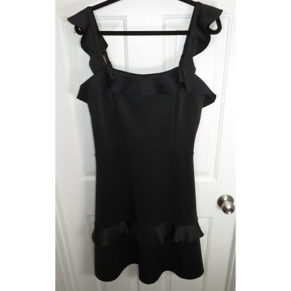 Lilly Pulitzer Astoria LBD Ruffle Dress Black Onyx Size 12 Knee Length Stretch